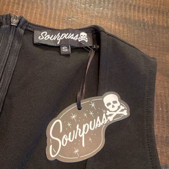 Sourpuss Black and White Sheath Dress Sleeveless Cocktail - Picture 6 of 12